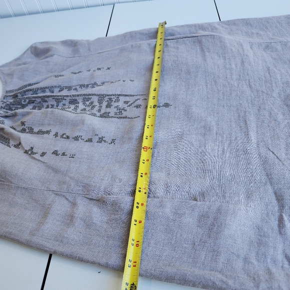 Eileen Fisher Women's Embroidered Organic Linen Slip Dress Tan Beachy Coastal L - Picture 9 of 13